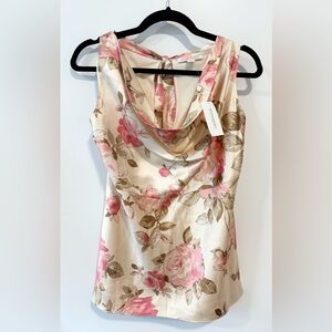 NWT Banana Republic Floral Satin Cowl Neck Top | Women’s Size XL
